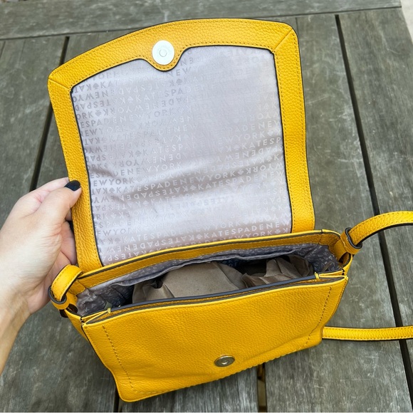 Kate Spade Nilla Hughes Street Pebbled Leather Crossbody Bag in Mustard Yellow - Picture 7 of 13